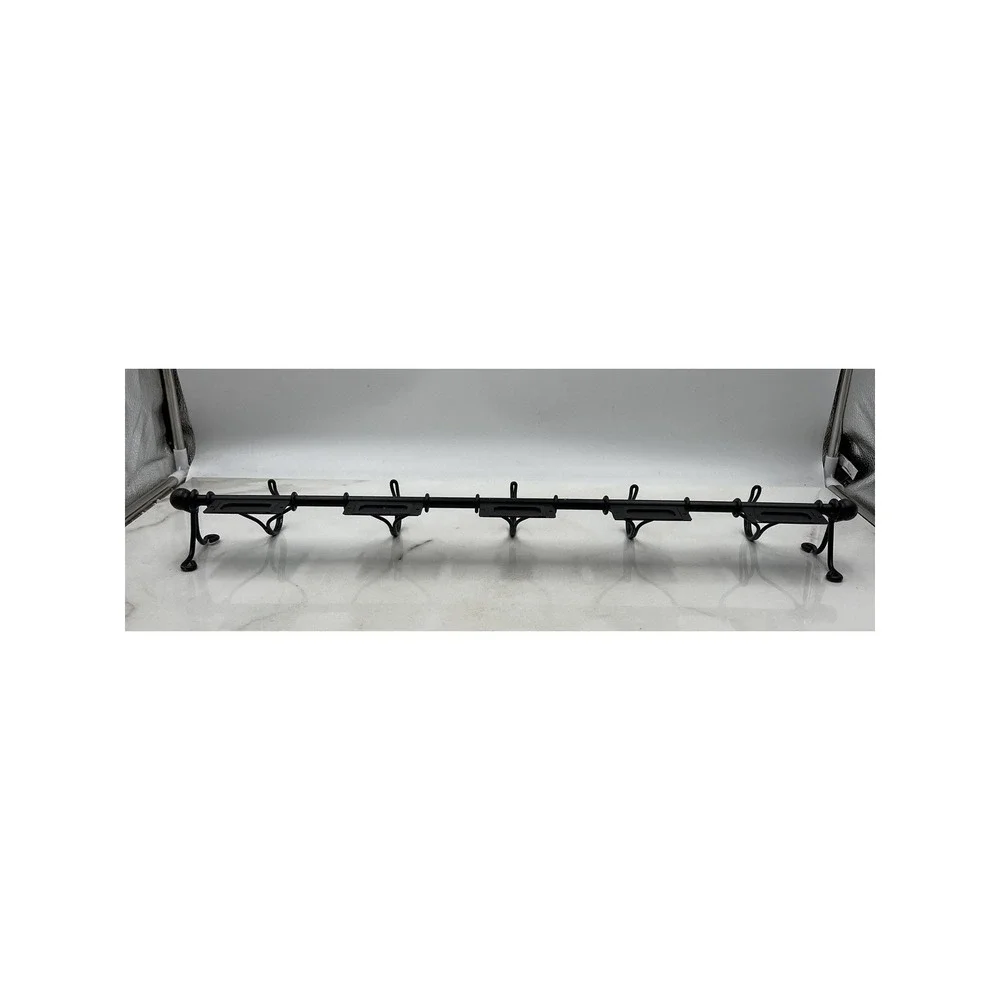Black Metal Wall Mounted Coat Rack 5 Sliding Hooks with Label Holders 24 Inch